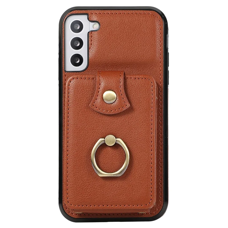 Pour Samsung Galaxy S21 4G / 5G Étui Support Kickstand TPU+PU Cuir Slim-Fit Housse de Téléphone - Marron