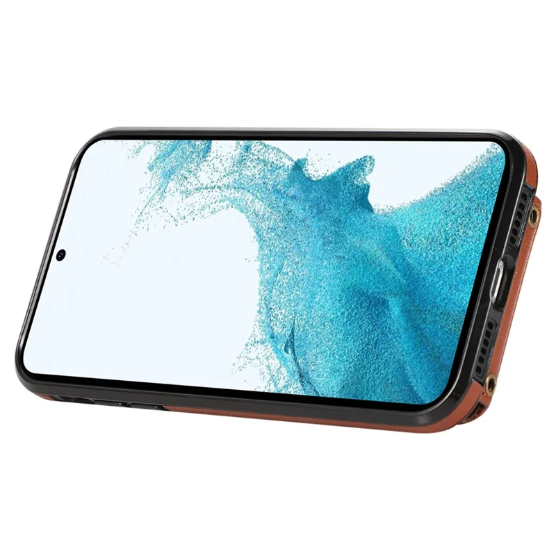 Pour Samsung Galaxy S21 4G / 5G Étui Support Kickstand TPU+PU Cuir Slim-Fit Housse de Téléphone - Marron