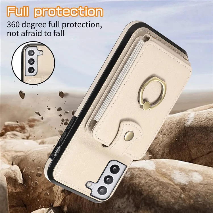Para Samsung Galaxy S23 Case TPU+PU Leather Slim-Fit Mobile Phone Cover with Kickstand - Beige
