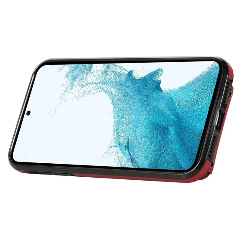 For Samsung Galaxy S23+ Case RFID Blocking Mobile Phone Cover Kickstand TPU+PU Leather Shell - Red