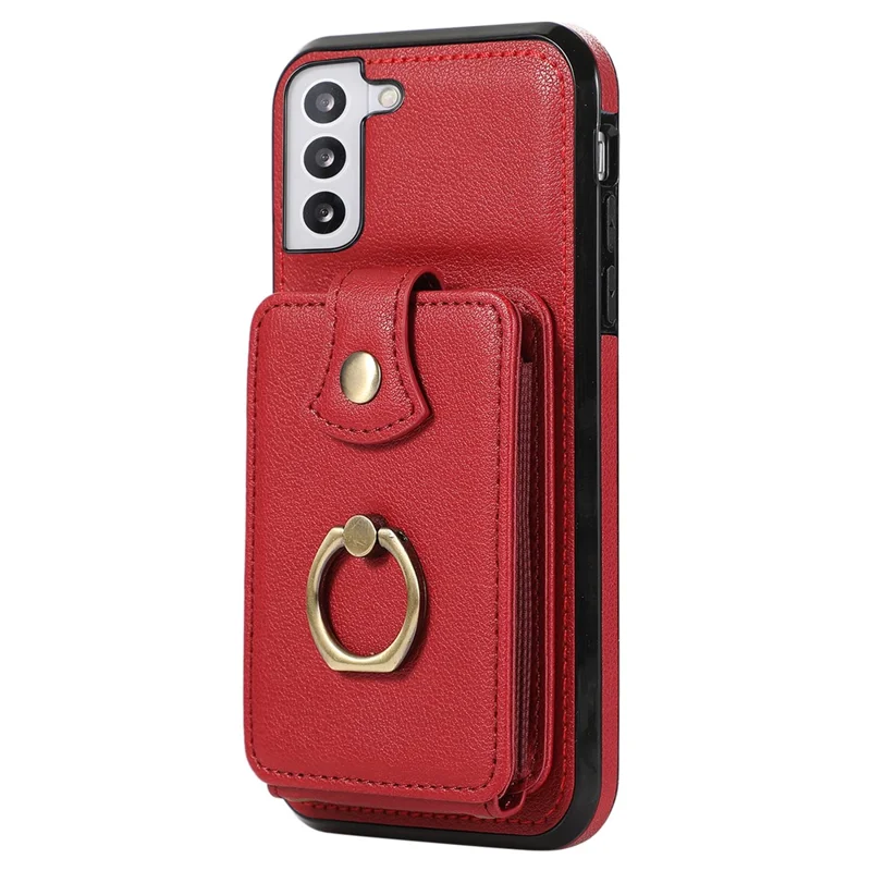 For Samsung Galaxy S23+ Case RFID Blocking Mobile Phone Cover Kickstand TPU+PU Leather Shell - Red