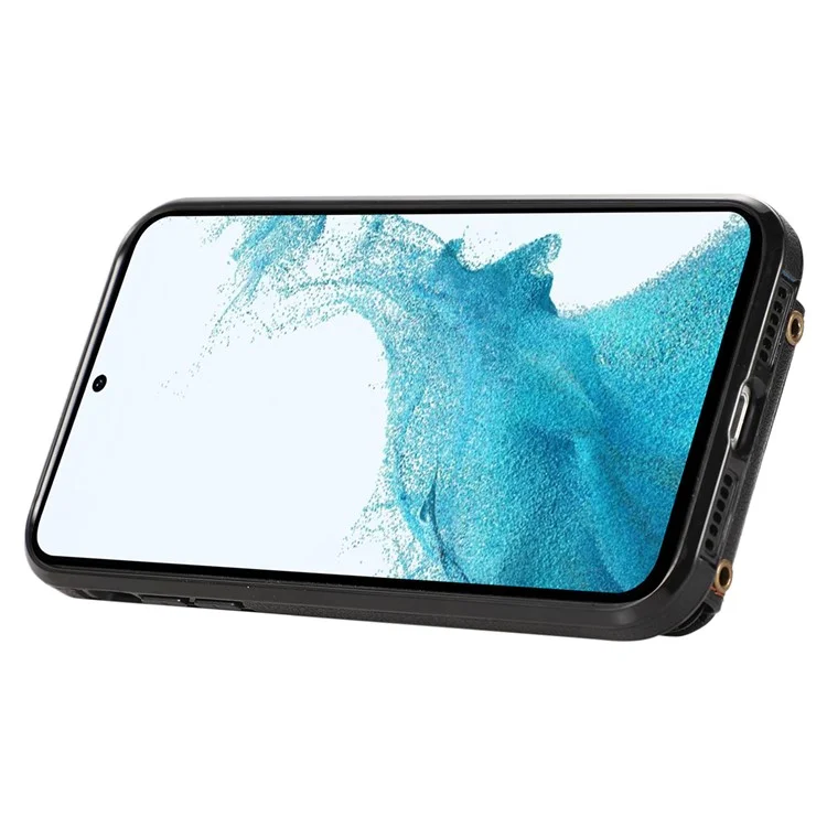 Чехол из TPU и кожзаменителя с блокировкой RFID-сигналов для Samsung Galaxy S21+ 5G - черный