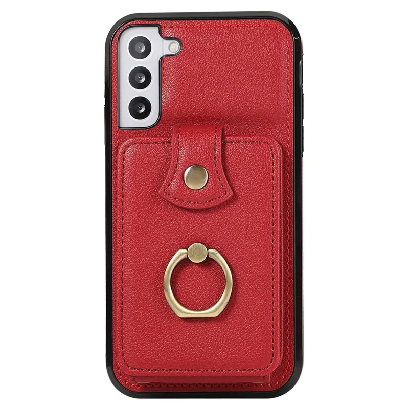 For Samsung Galaxy S21+ 5G Case TPU+PU Leather RFID Blocking Card Holder Phone Cover - Red