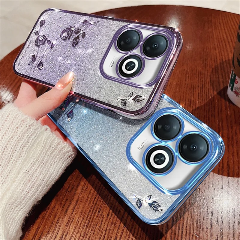 KADEM For Infinix Smart 8 4G / TECNO Spark Go 2024 4G Case Rhinestone Decor Gradient TPU Cover - Blue