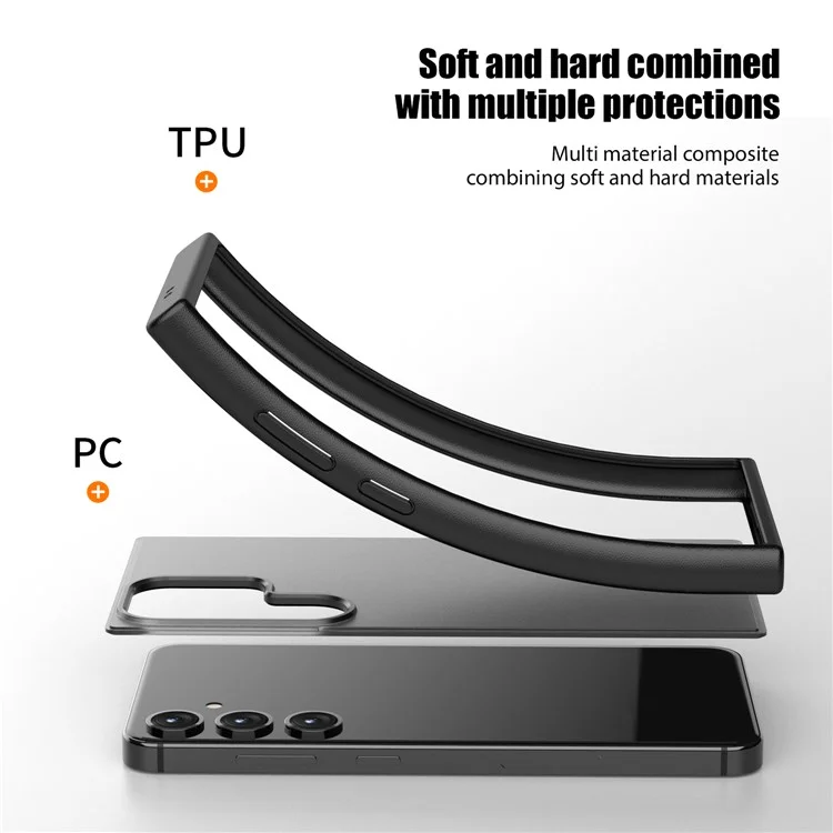 Magic Series for Samsung Galaxy S24+ Cell Phone Case Shockproof Translucent Matte TPU+PC Back Cover - Black