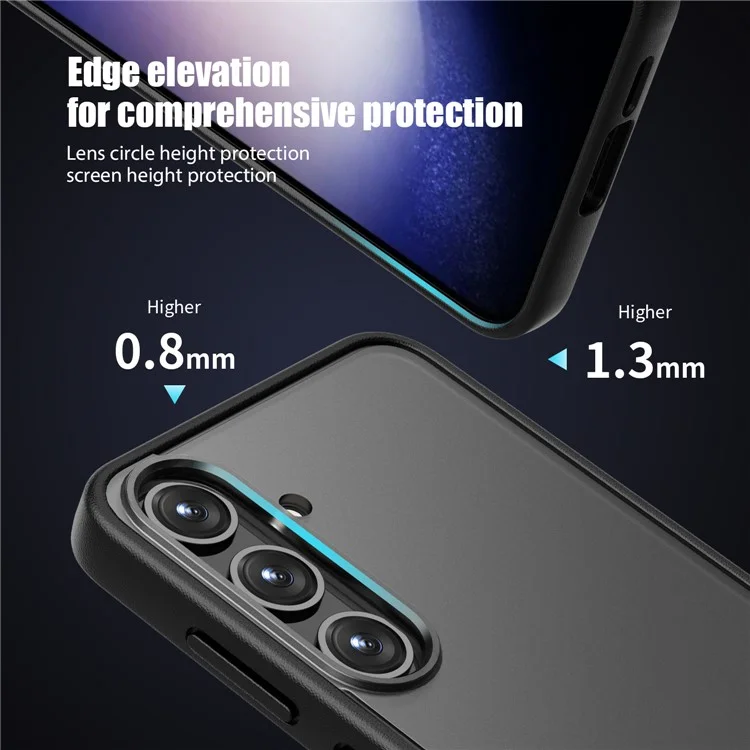 Magic Series for Samsung Galaxy S24+ Cell Phone Case Shockproof Translucent Matte TPU+PC Back Cover - Black