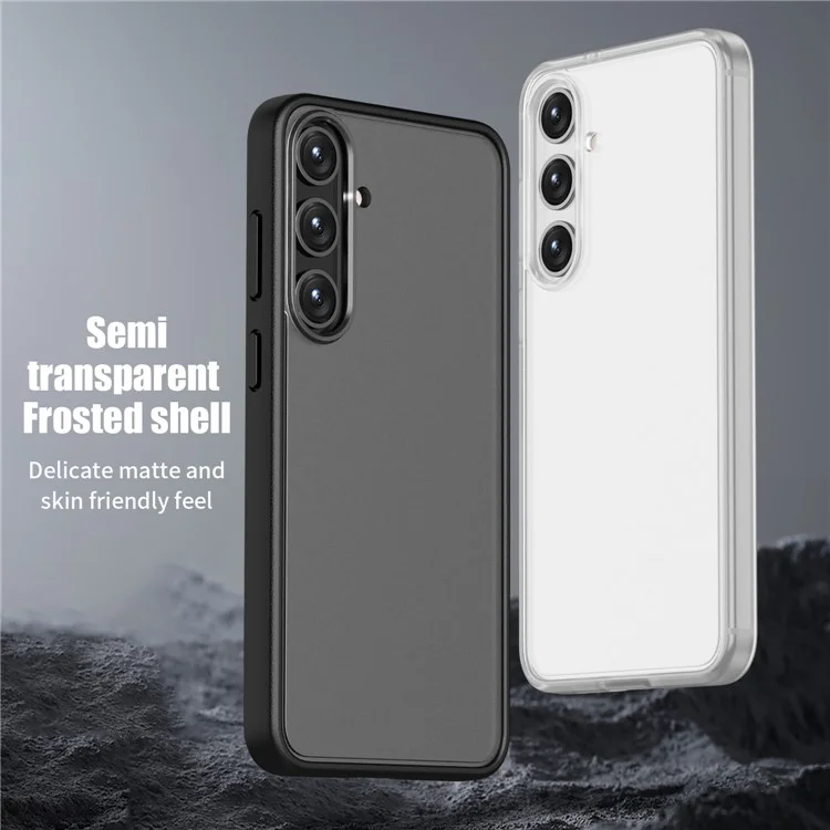 Magic Series for Samsung Galaxy S24+ Cell Phone Case Shockproof Translucent Matte TPU+PC Back Cover - Black