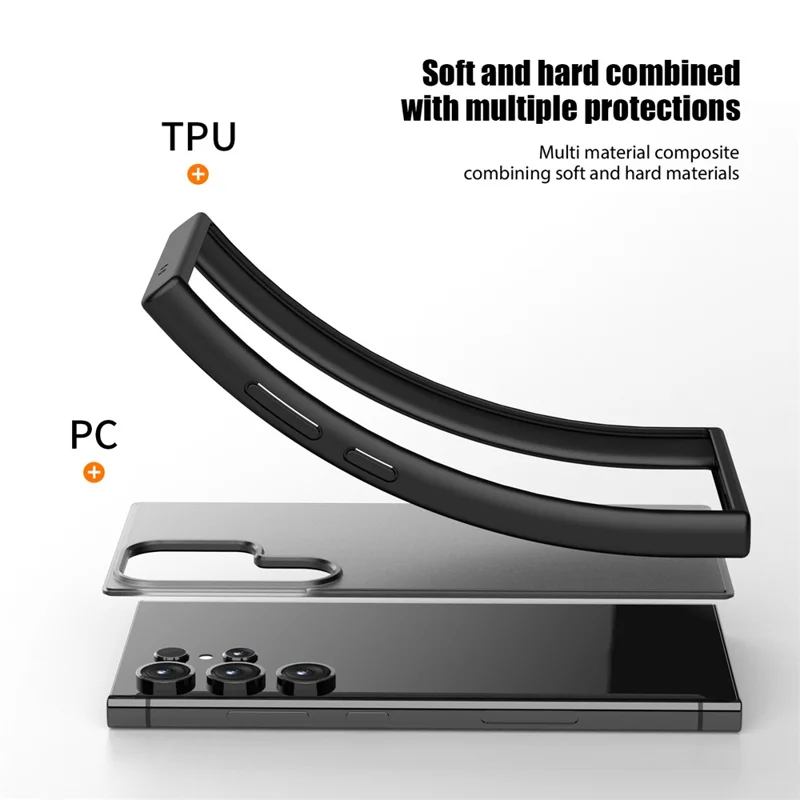 Magic Series for Samsung Galaxy S24 Ultra Case Drop-proof Matte TPU+PC Phone Guard Cover - Translucent