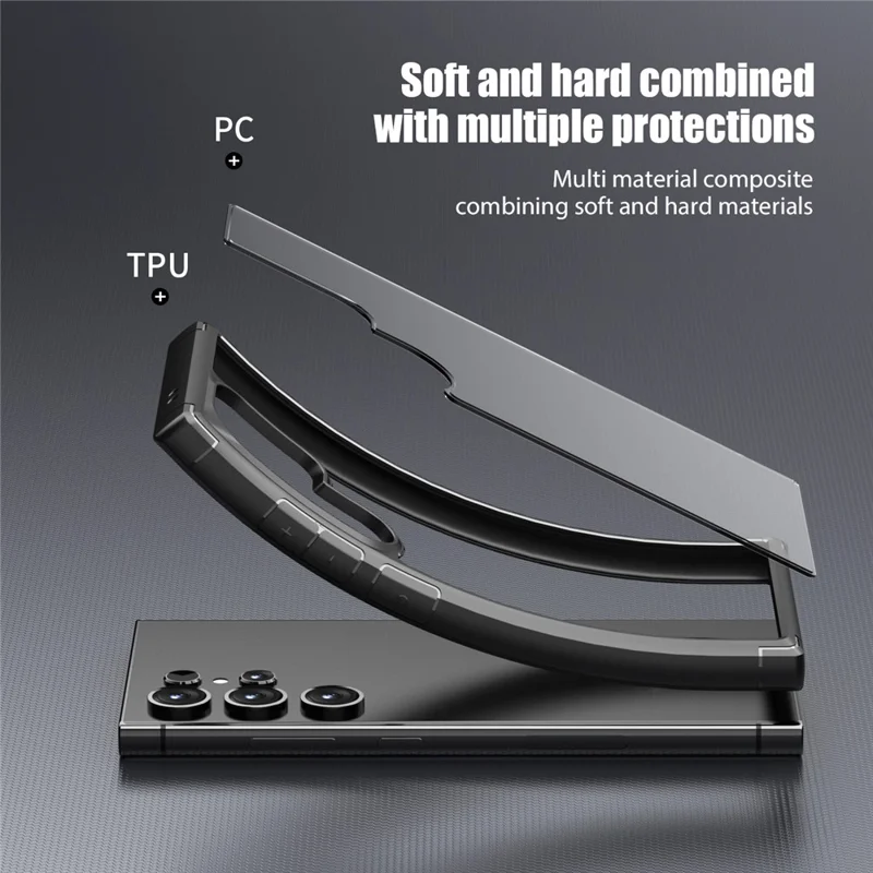 Defense Armor Series for Samsung Galaxy S24 Ultra Cell Phone Case TPU+PC Shockproof Clear Back Cover - Wine Red