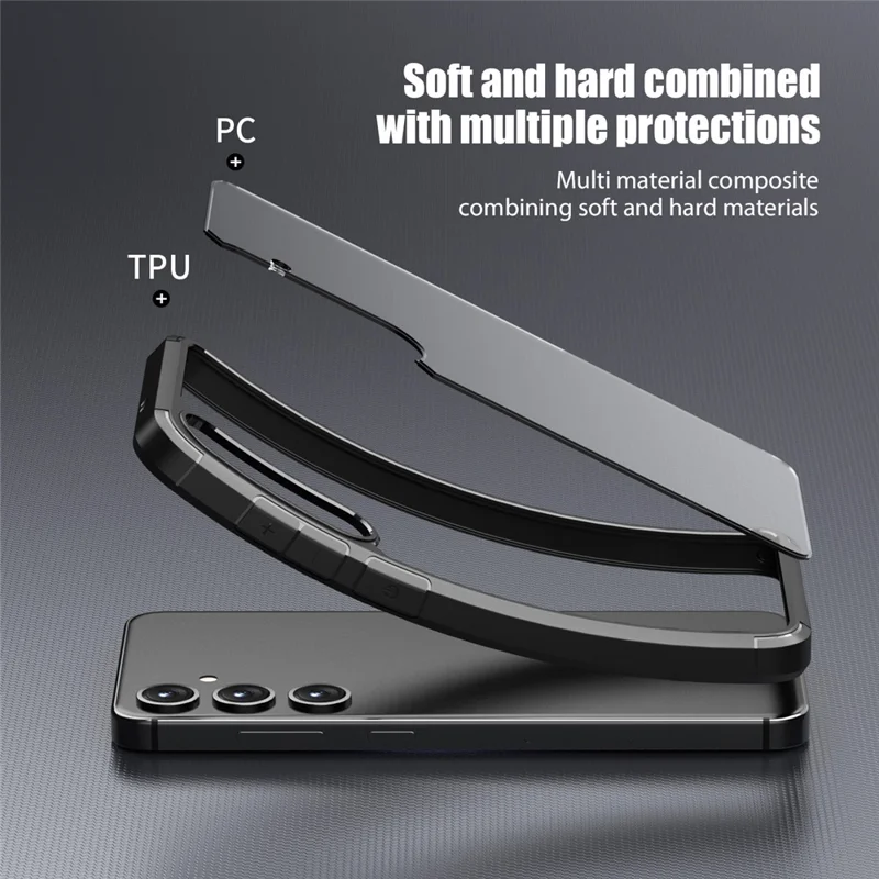 Defense Armor Series for Samsung Galaxy S24+ Case Anti-scratch TPU+PC Clear Back Shell - Black