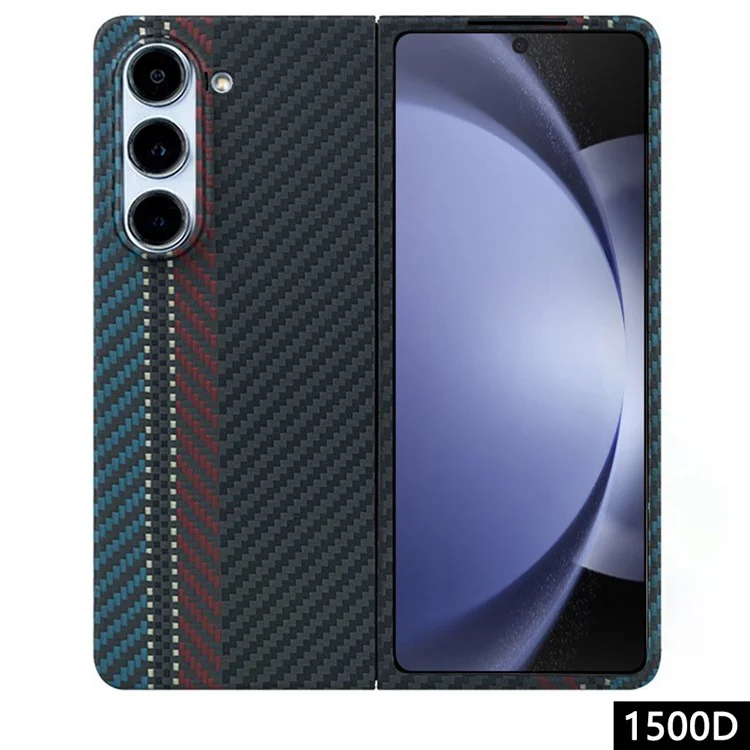 Per Samsung Galaxy Z Fold5 5G Case Color Stripe Aramid Fiber 1500D Coarse Texture Shell con Grande Fotocamera Posteriore