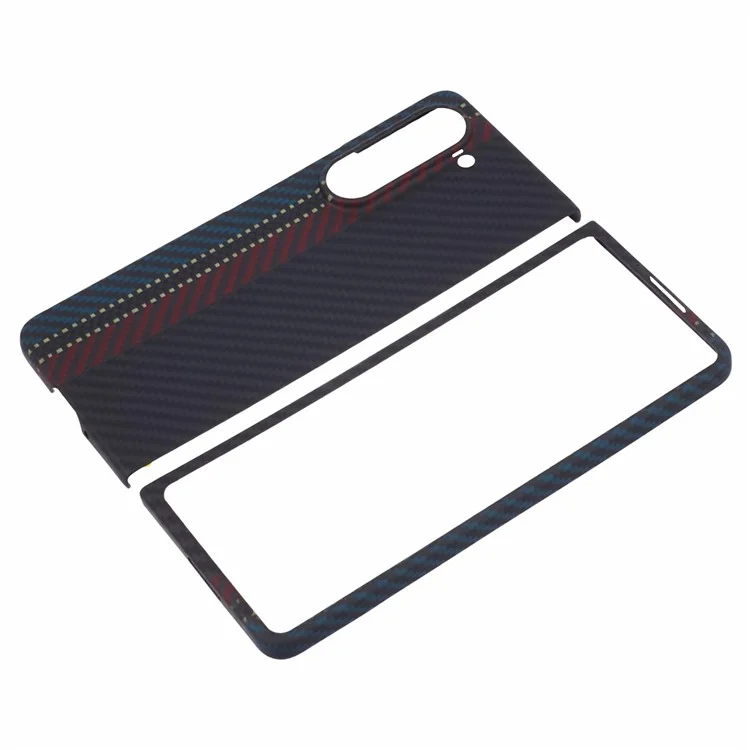 Per Samsung Galaxy Z Fold5 5G Case Color Stripe Aramid Fiber 1500D Coarse Texture Shell con Grande Fotocamera Posteriore