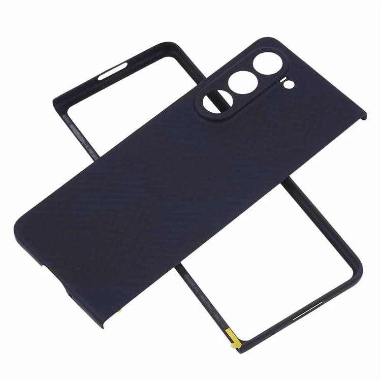 Para Samsung Galaxy Z Fold5 5G Case Aramid Fiber 1500D Coarse Texture Precise Lens Cutout Phone Cover - Camouflage Blue
