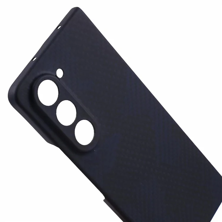 Para Samsung Galaxy Z Fold5 5G Case Aramid Fiber 1500D Coarse Texture Precise Lens Cutout Phone Cover - Camouflage Blue