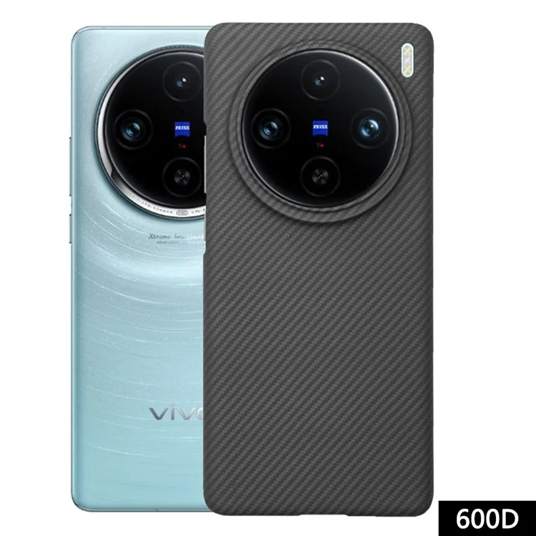 Для vivo X100 Pro 5G Чехол для мобильного телефона Чехол из тонкой текстурированной арамидной ткани с большим вырезом для объектива Черная оболочка