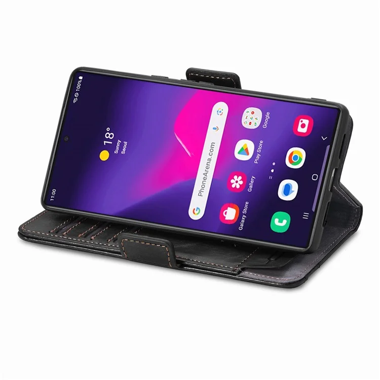 CASENEO 002 Serie Para Samsung Galaxy S24 Ultra Funda Bloqueo RFID Cartera Cuero Splice - Negro