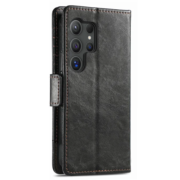 CASENEO 002 Serie Para Samsung Galaxy S24 Ultra Funda Bloqueo RFID Cartera Cuero Splice - Negro