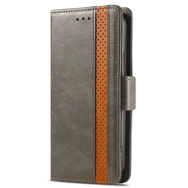 For Samsung Galaxy S24 Phone Cases CASENEO PU Leather Cover Stand with RFID Blocking Wallet - Grey