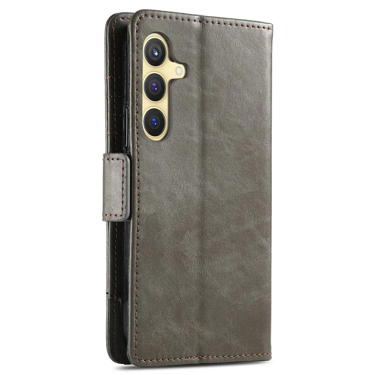 For Samsung Galaxy S24 Phone Cases CASENEO PU Leather Cover Stand with RFID Blocking Wallet - Grey