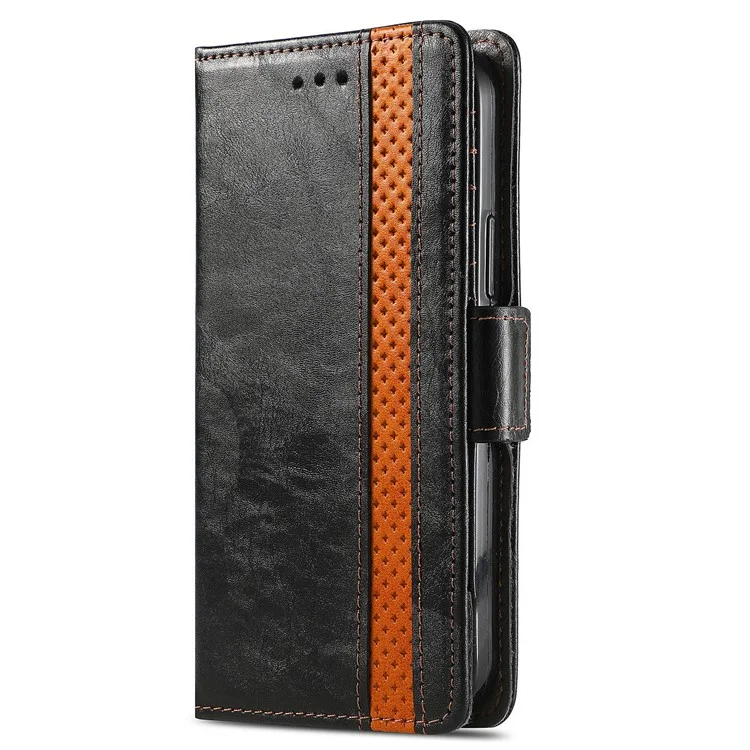 CASENEO 002 Série Pour Samsung Galaxy S24+ Étui en cuir PU Support Blocage RFID Couverture - Noir