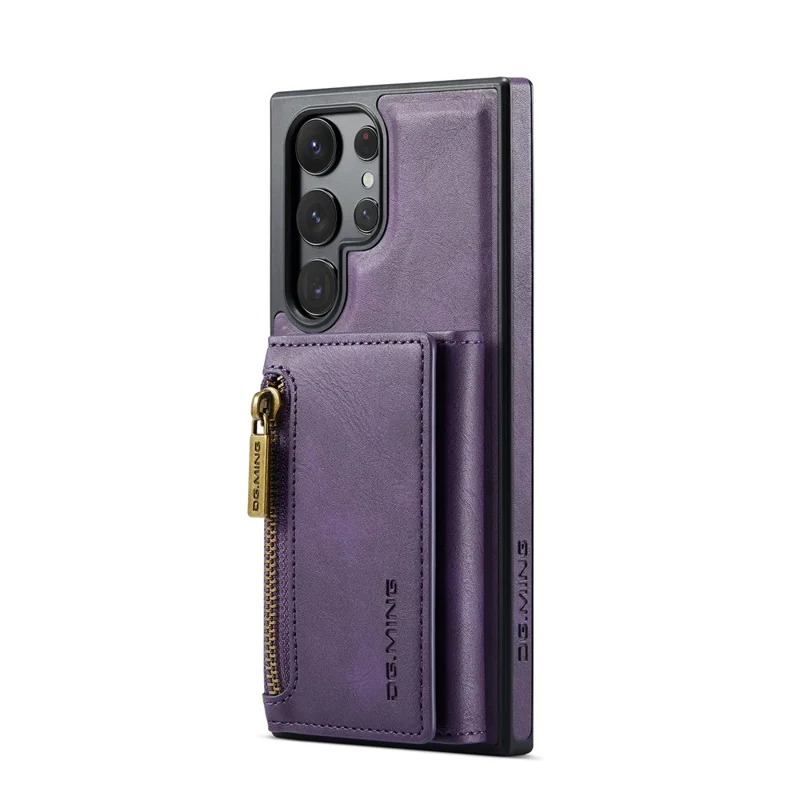DG.MING M5 Series For Samsung Galaxy S22 Ultra 5G Case RFID Blocking Wallet Phone Cover - Purple