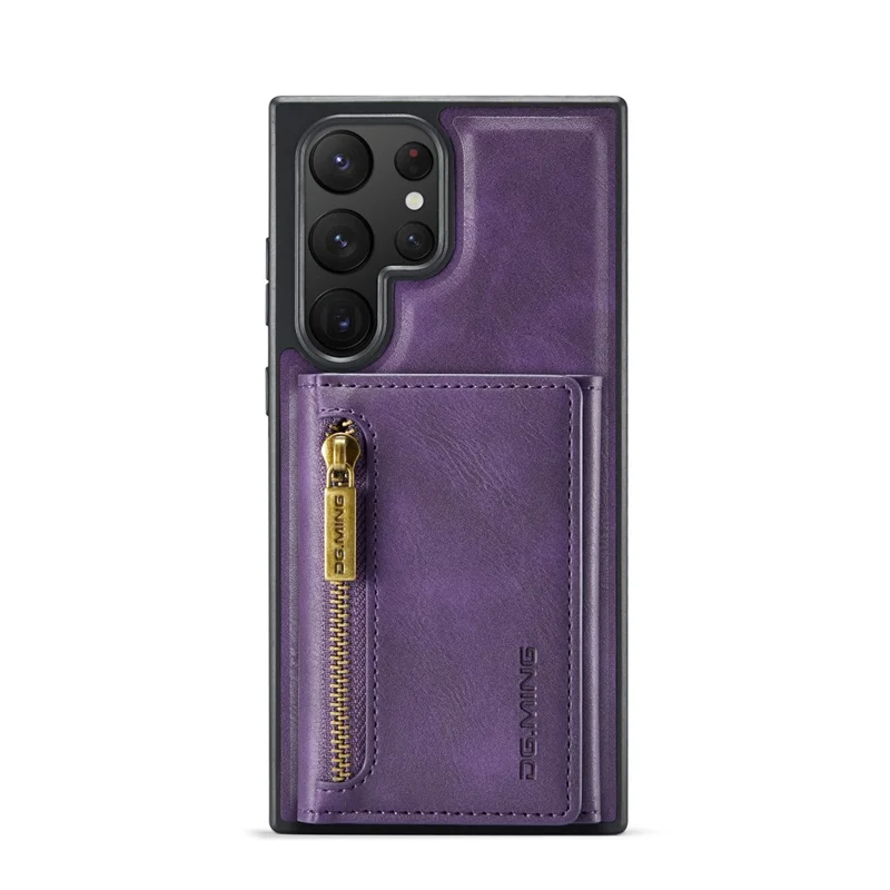 DG.MING M5 Series For Samsung Galaxy S22 Ultra 5G Case RFID Blocking Wallet Phone Cover - Purple