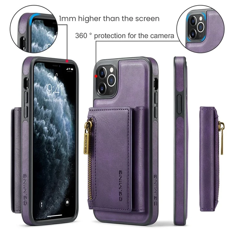 Чехол-кошелек с отсоединяемым магнитным блоком для iPhone 11 Pro Max от DG.MING M5 Series - фиолетовый
