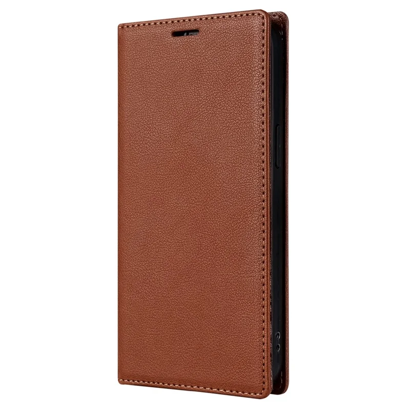 BKS-001 For iPhone 14 Pro Max Magnetic Case PU Leather Phone Stand Cover - Brown