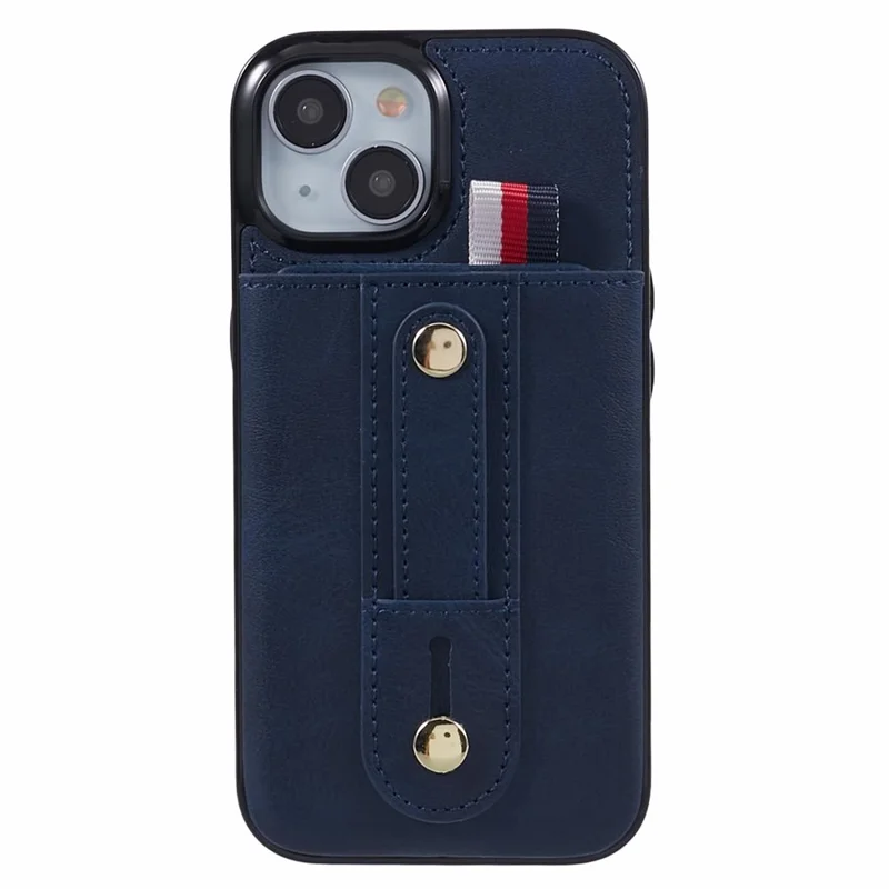 For iPhone 14 Plus Case Anti-drop PU Leather+TPU Back Cover with Hidden Card Slots - Blue