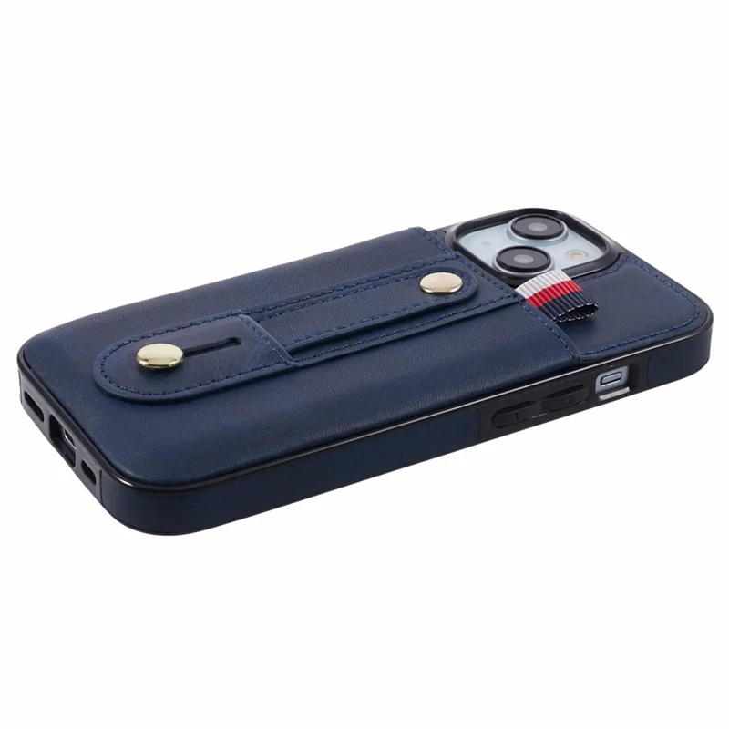 For iPhone 14 Plus Case Anti-drop PU Leather+TPU Back Cover with Hidden Card Slots - Blue