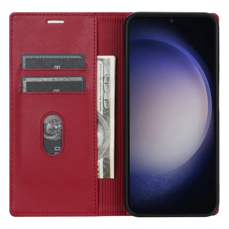 BKS-001 For Samsung Galaxy S23 Ultra Case Magnetic Auto Closing Wallet Phone Cover - Red