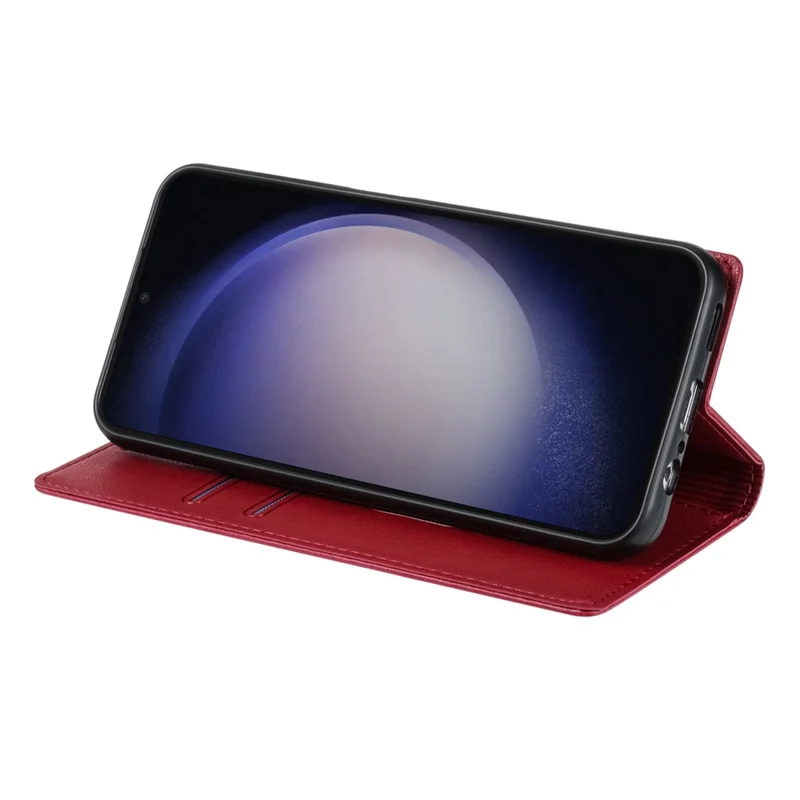 BKS-001 For Samsung Galaxy S23 Ultra Case Magnetic Auto Closing Wallet Phone Cover - Red