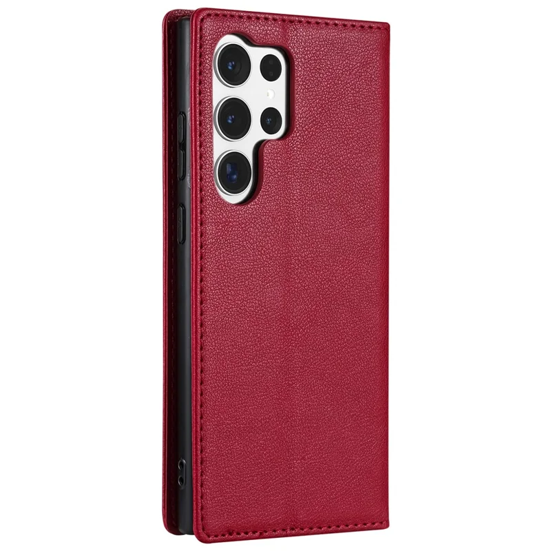 BKS-001 For Samsung Galaxy S23 Ultra Case Magnetic Auto Closing Wallet Phone Cover - Red