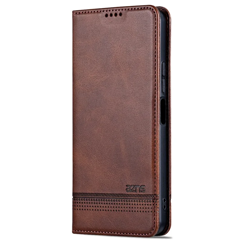 AZNS For Xiaomi 13C 4G / 13C 5G / Poco C65 4G / Poco M6 5G / 13R 5G Leather Case Wallet Magnetic Phone Cover - Coffee