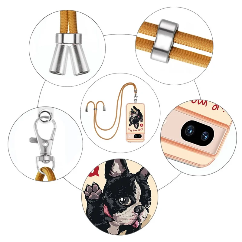 YB IMD Series-21 Style-D for Google Pixel 8a TPU Case Pattern Phone Cover with Lanyard - Dog