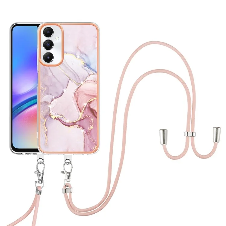 YB IMD Series-9 Per Samsung Galaxy A05s 4G Custodia per Telefono Cellulare TPU Assorbimento degli Urti Copertura con Cordino Regolabile - Rose Gold 005