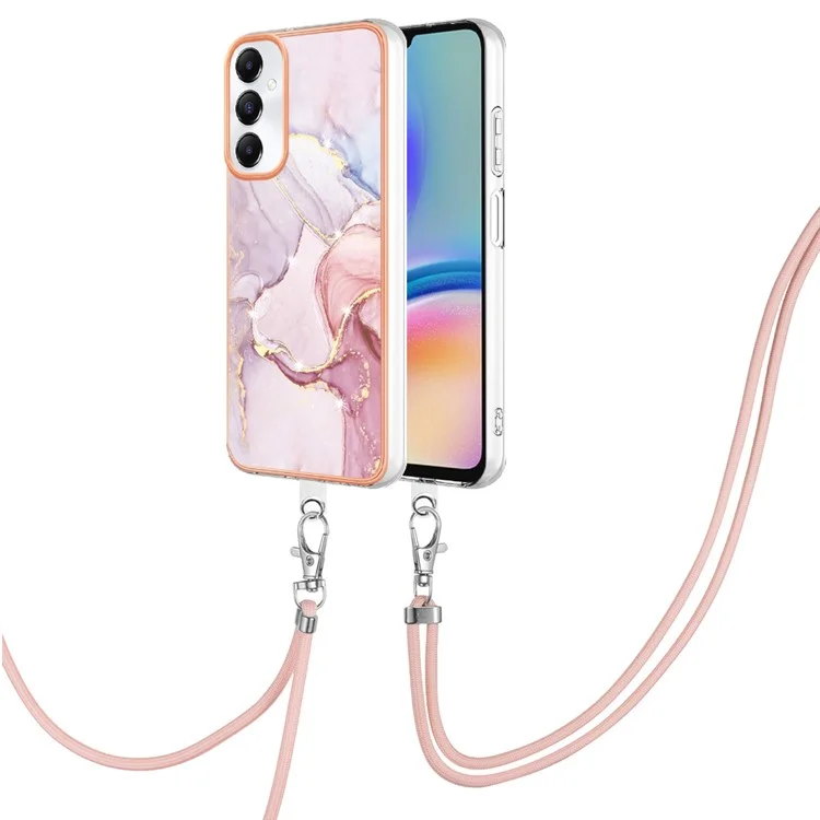 YB IMD Series-9 Per Samsung Galaxy A05s 4G Custodia per Telefono Cellulare TPU Assorbimento degli Urti Copertura con Cordino Regolabile - Rose Gold 005