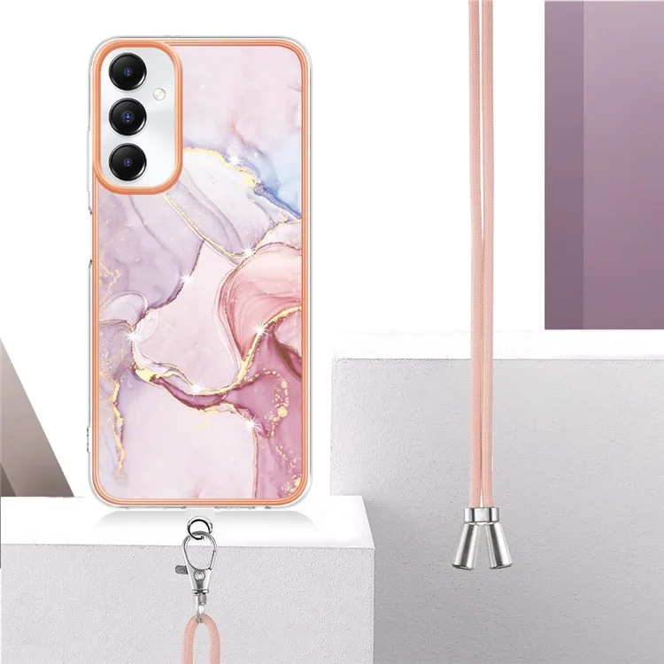 YB IMD Series-9 Per Samsung Galaxy A05s 4G Custodia per Telefono Cellulare TPU Assorbimento degli Urti Copertura con Cordino Regolabile - Rose Gold 005