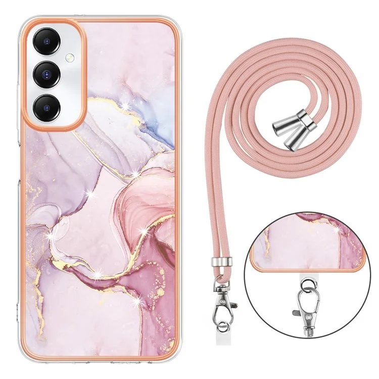 YB IMD Series-9 Per Samsung Galaxy A05s 4G Custodia per Telefono Cellulare TPU Assorbimento degli Urti Copertura con Cordino Regolabile - Rose Gold 005
