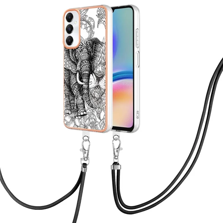 YB IMD Series-21 Style-D für Samsung Galaxy A05s 4G Handyhülle Muster Cover mit Schlüsselband - Totem Elefant