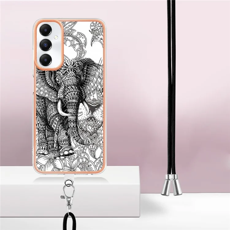 YB IMD Series-21 Style-D für Samsung Galaxy A05s 4G Handyhülle Muster Cover mit Schlüsselband - Totem Elefant