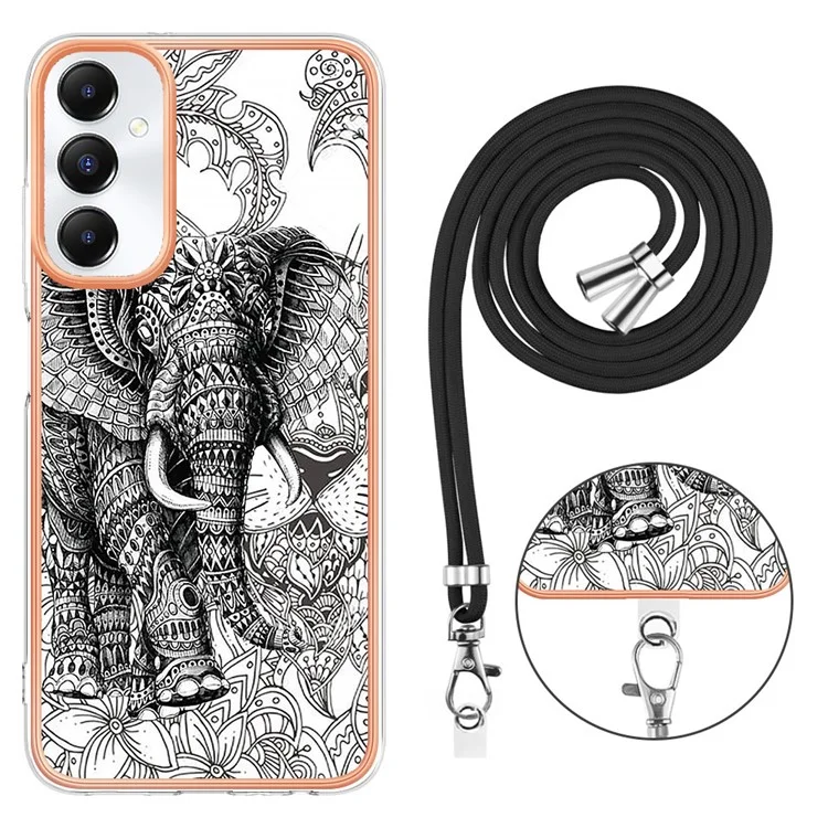 YB IMD Series-21 Style-D für Samsung Galaxy A05s 4G Handyhülle Muster Cover mit Schlüsselband - Totem Elefant