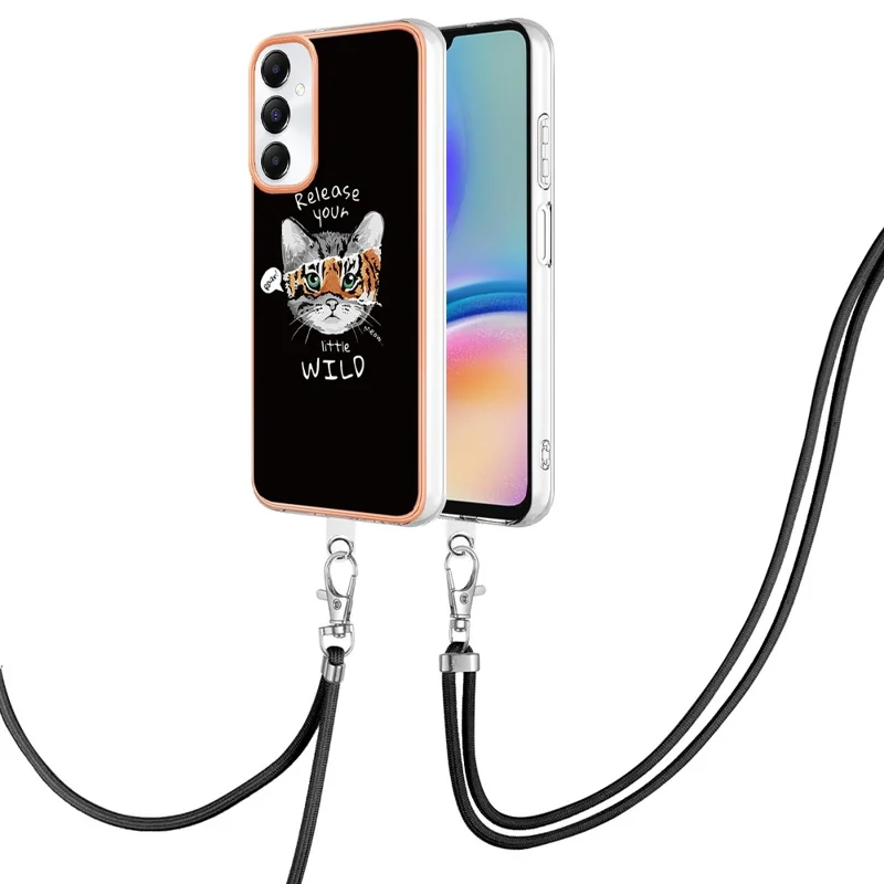 YB IMD Series-21 Style-D for Samsung Galaxy A05s 4G Phone Case Pattern Cover with Lanyard - Cat / Tiger