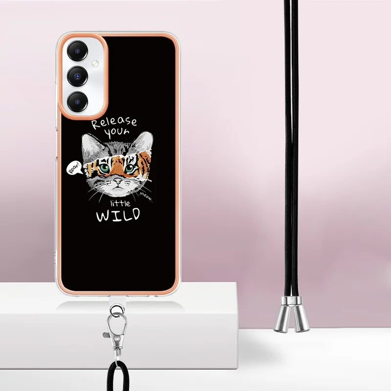 YB IMD Series-21 Style-D for Samsung Galaxy A05s 4G Phone Case Pattern Cover with Lanyard - Cat / Tiger