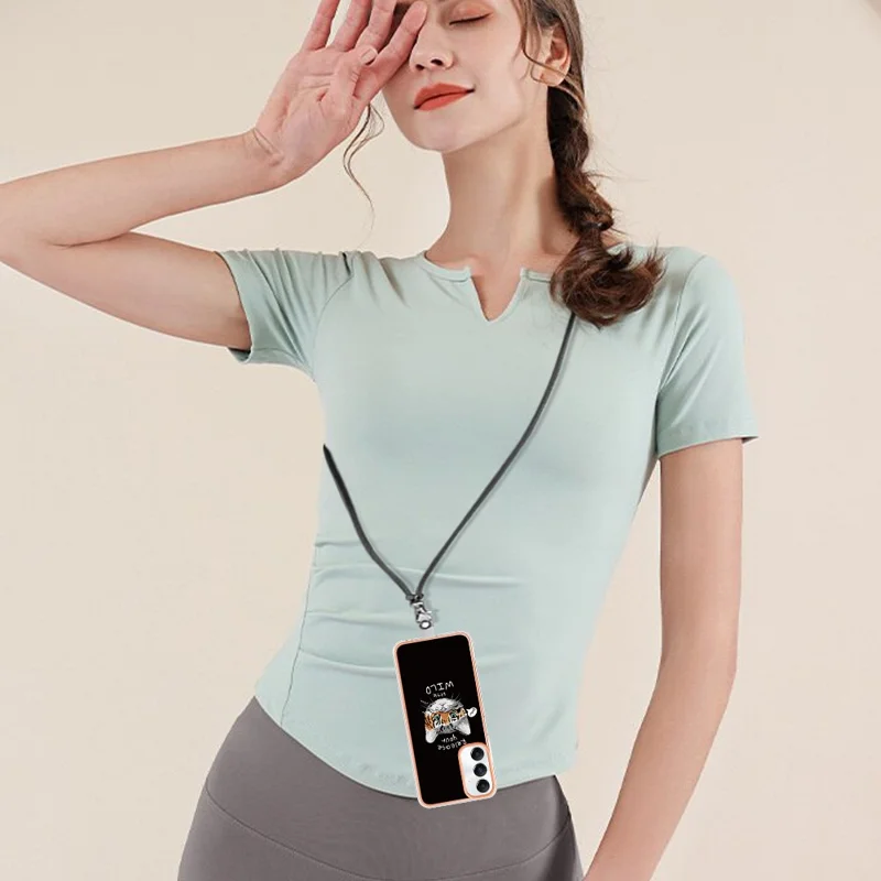 YB IMD Series-21 Style-D for Samsung Galaxy A05s 4G Phone Case Pattern Cover with Lanyard - Cat / Tiger