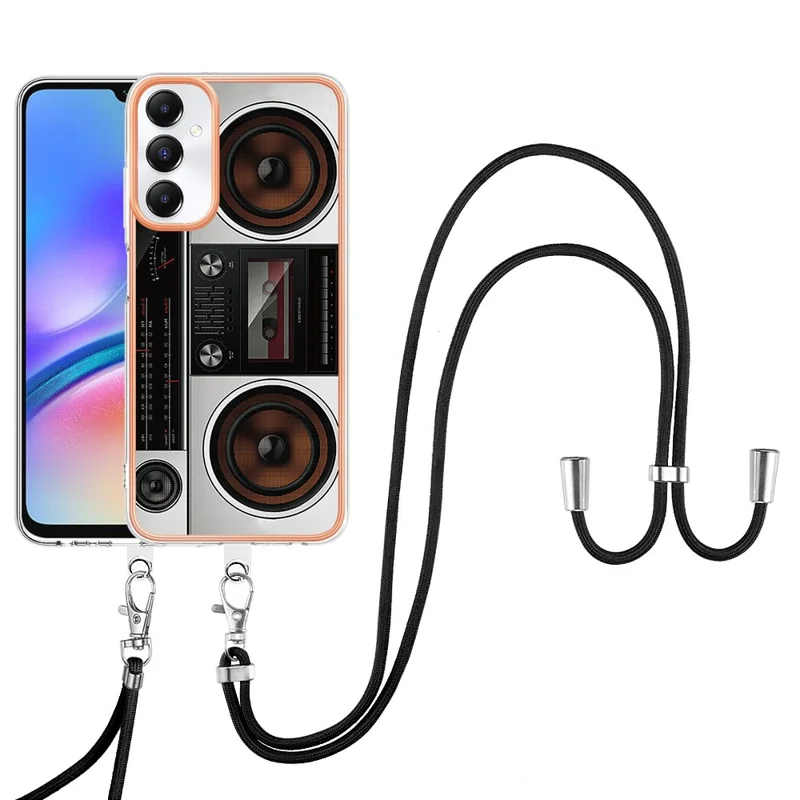 YB IMD Series-21 Style-D for Samsung Galaxy A05s 4G Phone Case Pattern Cover with Lanyard - Radio