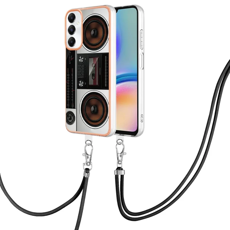 YB IMD Series-21 Style-D for Samsung Galaxy A05s 4G Phone Case Pattern Cover with Lanyard - Radio