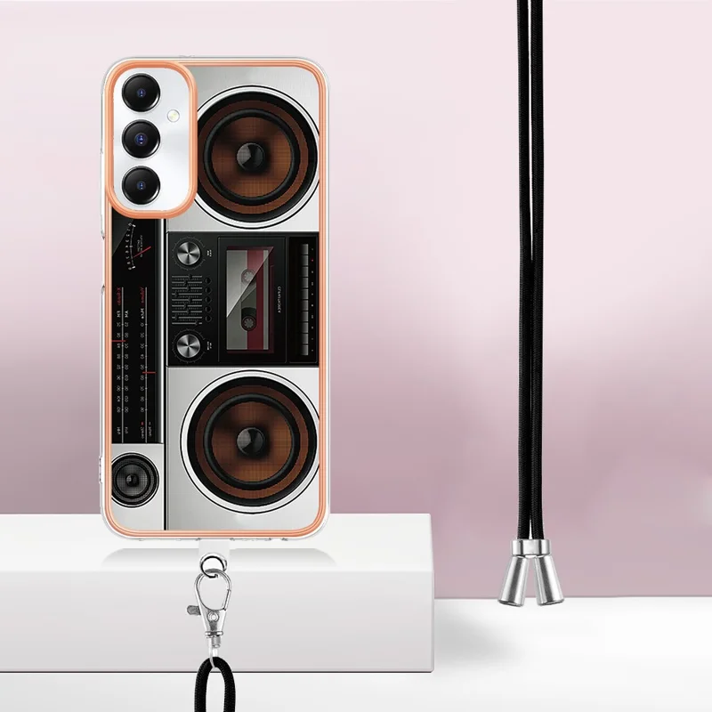 YB IMD Series-21 Style-D for Samsung Galaxy A05s 4G Phone Case Pattern Cover with Lanyard - Radio