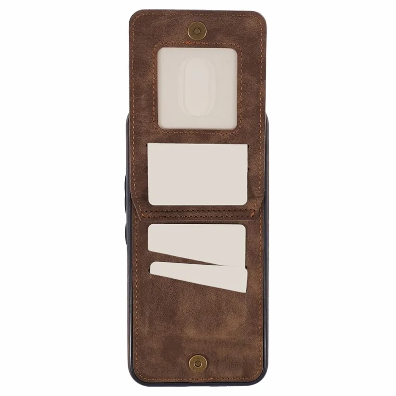 For Samsung Galaxy S24+ Magnetic Case Retro PU+TPU Kickstand Back Cover - Brown