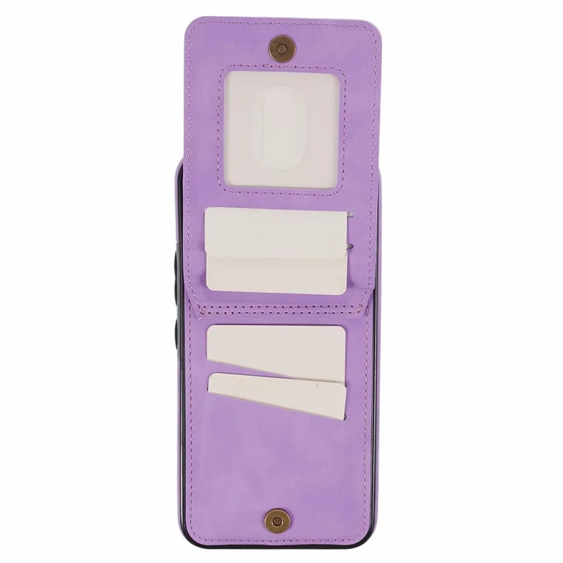 For Samsung Galaxy S24+ Magnetic Case Retro PU+TPU Kickstand Back Cover - Purple